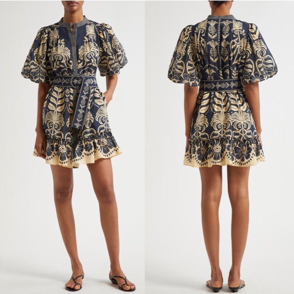 Farm Rio Ainika Tropical Spendor Mini Dress Navy Blue XS NEW - Picture 3 of 17